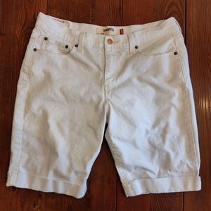 Levi's 515 Classic White Denim Cuffed Bermuda Shorts Size 12